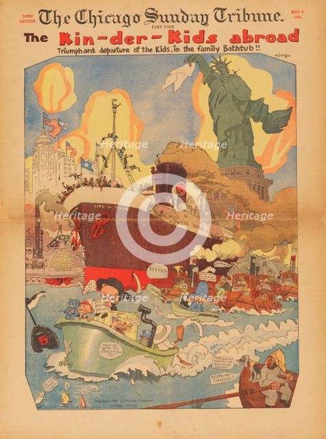 Comic strips from the series Kin-der-Kids. Chicago Tribune, 1906-1907. Creator: Feininger, Lyonel (1871-1956).