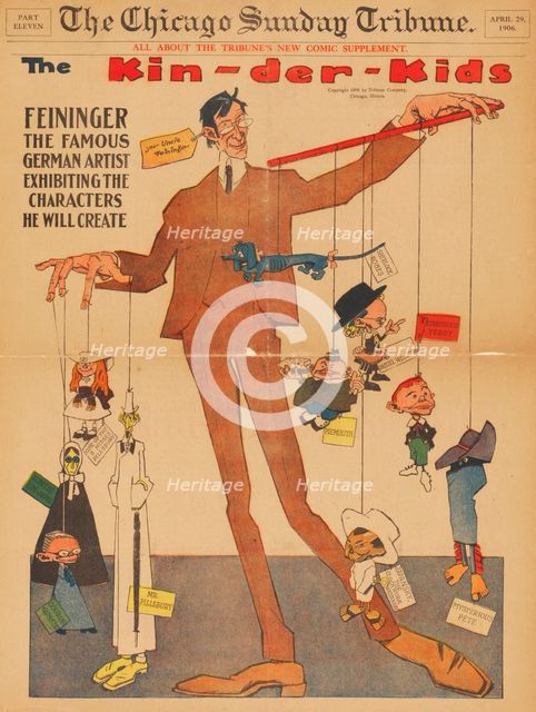 Comic strips from the series Kin-der-Kids. Chicago Tribune, 1906-1907. Creator: Feininger, Lyonel (1871-1956).