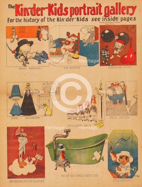 Comic strips from the series Kin-der-Kids. Chicago Tribune, 1906-1907. Creator: Feininger, Lyonel (1871-1956).