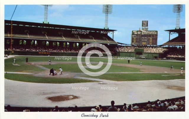 Comiskey Park baseball stadium, Chicago, Illinois, USA, 1954. Artist: Unknown
