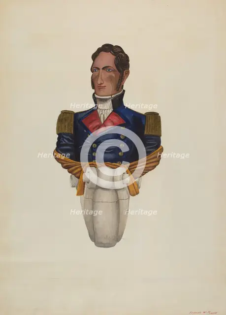 Commodore Morris Figurehead, c. 1938. Creator: F. W. Powell.