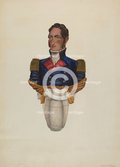 Commodore Morris Figurehead, c. 1938. Creator: F. W. Powell.