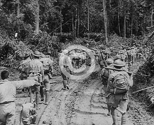 Commonwealth Troops Marching Through the Jungle, 1943. Creator: British Pathe Ltd.