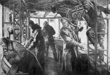 Command area on board a Zeppelin German air fleet, First World War, 1917.Artist: Felix Schwormstadt