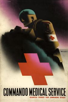Commando Medical Service World War II poster, c1939-c1945. Creator: Abram Games