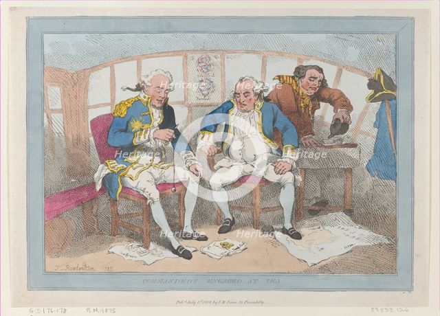 Commanders Engaged at Sea, [1785], reissued July 1, 1802., [1785], reissued July 1, 1802. Creator: Thomas Rowlandson.