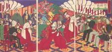 Commanders Receiving the Emperor's Drinking Cups, 1886 (Meiji 19). Creator: Yamazaki Toshinobu