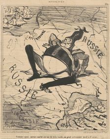 Comme quoi, même couché sur un lit très vaste, on peut se trouver mal à l'aise, c1850s. Creator: Honore Daumier