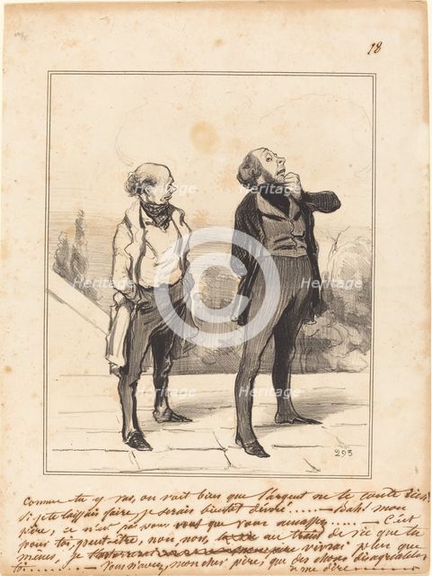 Comme tu y vas, on voit bien que l'argent ne te coute rien !..., 1841. Creator: Honore Daumier.