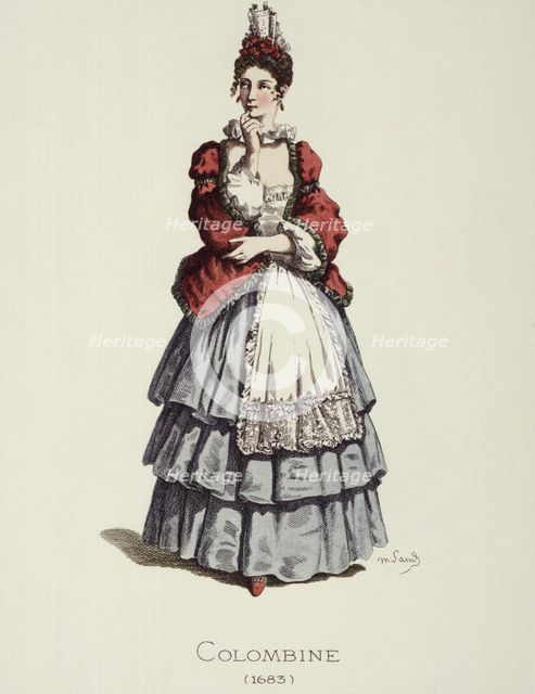 Commedia dell´arte.  Chambermaid Colombine, costume image of Maurice Sand, 1862.

 Creator: Unknown.