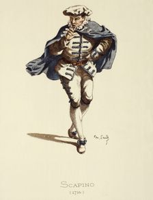 Commedia dell´arte. The servant Scapino, costume image of Maurice Sand, 1862. Creator: Unknown