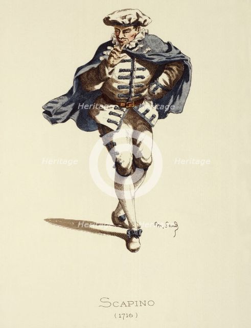 Commedia dell´arte. The servant Scapino, costume image of Maurice Sand, 1862.
 Creator: Unknown.