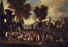 Commedia dell'arte Scene in an Italian Landscape