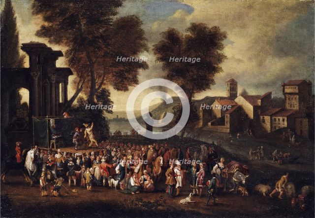 Commedia dell'arte Scene in an Italian Landscape.