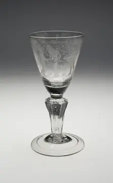 Commemorative Wineglass for the Coronation of George I, , c. 1714 (Engraved 1716). Creator: Unknown