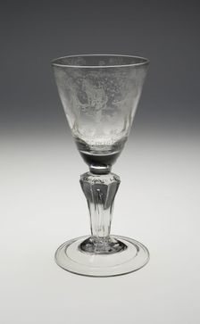 Commemorative Wineglass for the Coronation of George I, , c. 1714 (Engraved 1716). Creator: Unknown