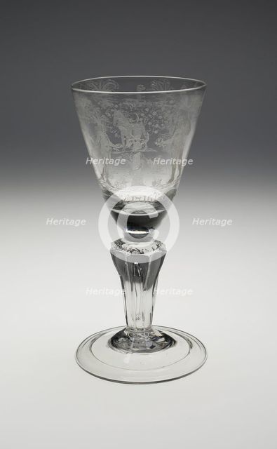 Commemorative Wineglass for the Coronation of George I, , c. 1714 (Engraved 1716). Creator: Unknown.