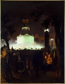 Commemorative fete in honour of the victims of July 1830, on Place de la Bastille, July 27, 1831. Creator: Felix Pierre Cottrau