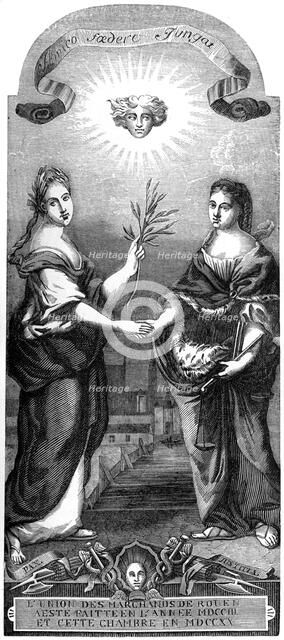 Commemorative painting of the Union of the Merchants of Rouen, late 17th century (1849). Artist: Unknown