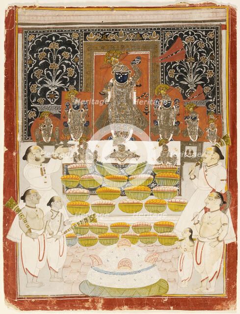 Commemorative Portrait of Damodarji II (1797-1826) Performing the Ceremony... in 1822. Creator: Unknown.