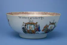 Commemorative punchbowl dedicated to John Wilkes, 1768. Creator: Unknown