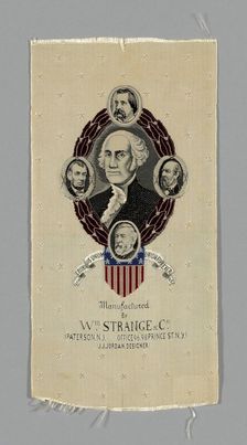 Commemorative Ribbon, United States, c. 1885/90. Creator: William Strange & Company