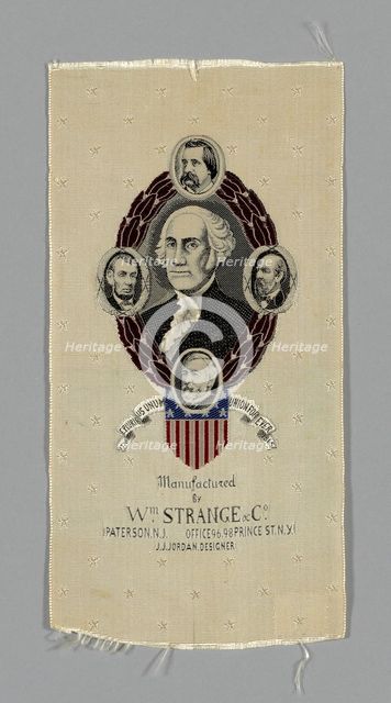 Commemorative Ribbon, United States, c. 1885/90. Creator: William Strange & Company.
