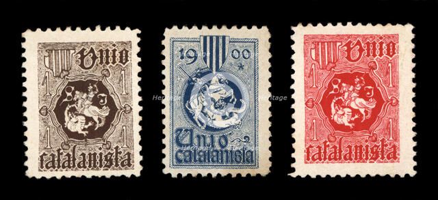 Commemorative stamps issued by 'Unió Catalanista', Catalan conservative nationalist political par…