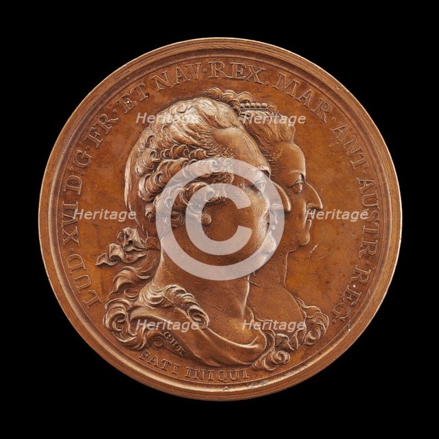 Commemoration of Marie-Antoinette: Louis XVI and Marie-Antoinette [obverse], 1793. Creator: Heinrich Conrad Küchler.
