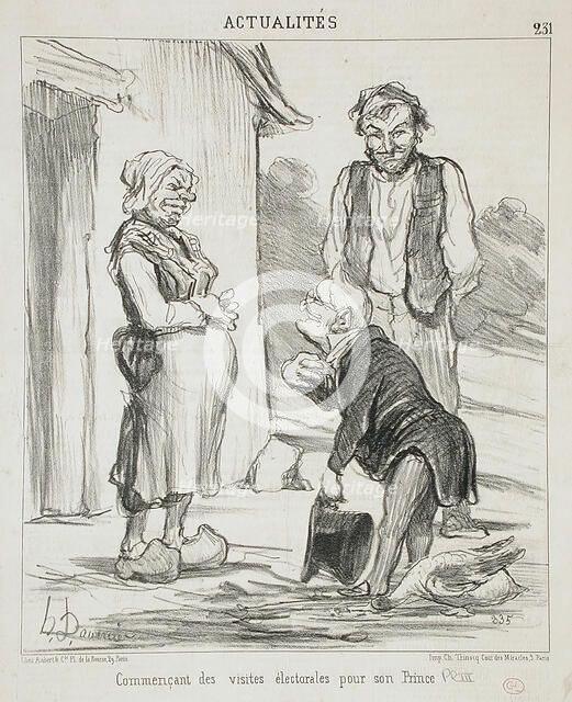 Commençant des visites...pour son Prince, 1851. Creator: Honore Daumier.