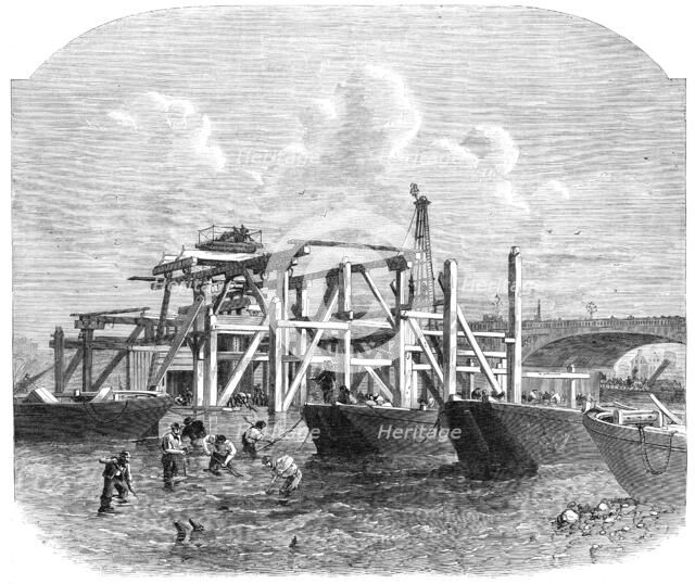 Commencement of the Thames Embankment works near Westminster Bridge, 1864. Creator: Unknown.