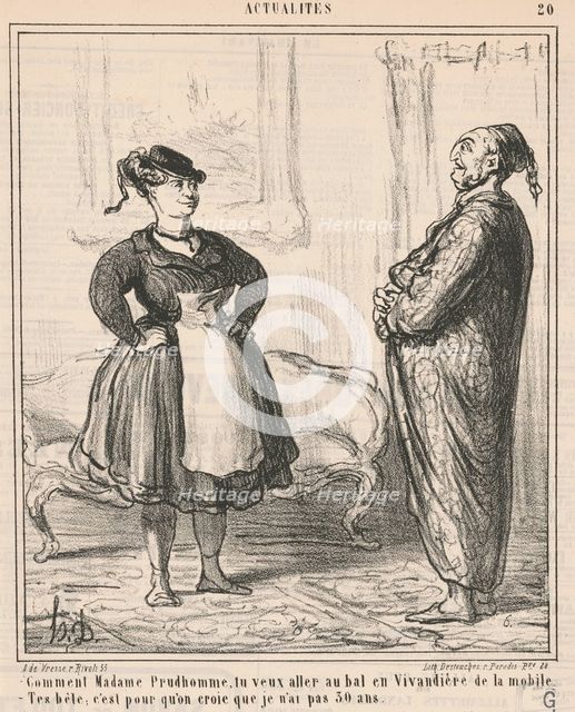 Comment Madame Prudhomme ... En vivandière ..., 19th century. Creator: Honore Daumier.