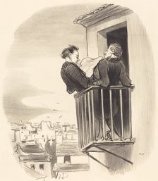 Comment on comprend le balcon Espagnol à Paris, 1847. Creator: Honore Daumier