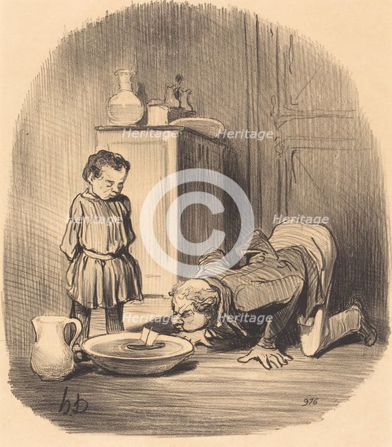 Comment on donne aux jeunes gens le goût de la navigation, 1846. Creator: Honore Daumier.