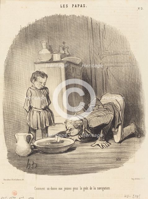 Comment on donne aux jeunes gens le goût de la navigation, 1846. Creator: Honore Daumier.