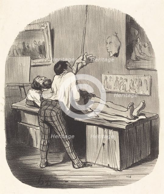 - Comment, St. Gervais a pris cette position là..., 1850. Creator: Honore Daumier.