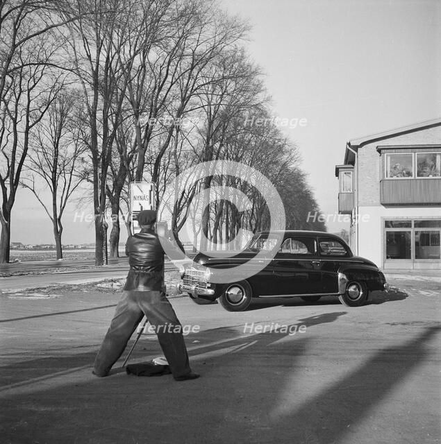 Commercial shoot of a brand new American car, Sweden, 1951. Artist: Unknown