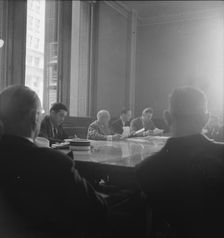 Committee of Chicago board of aldermen in city hall, Chicago, Illinois, 1939. Creator: Dorothea Lange