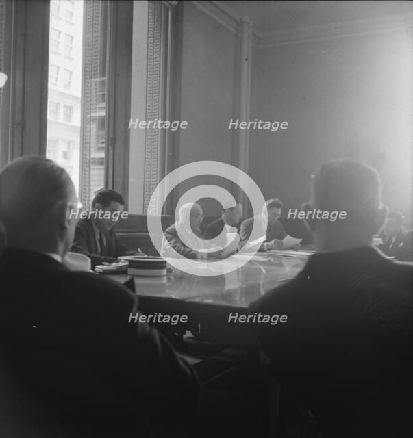 Committee of Chicago board of aldermen in city hall, Chicago, Illinois, 1939. Creator: Dorothea Lange.