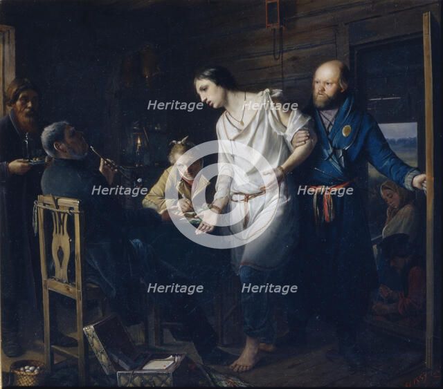 Commissary of Rural Police Investigating, 1857. Artist: Perov, Vasili Grigoryevich (1834-1882)