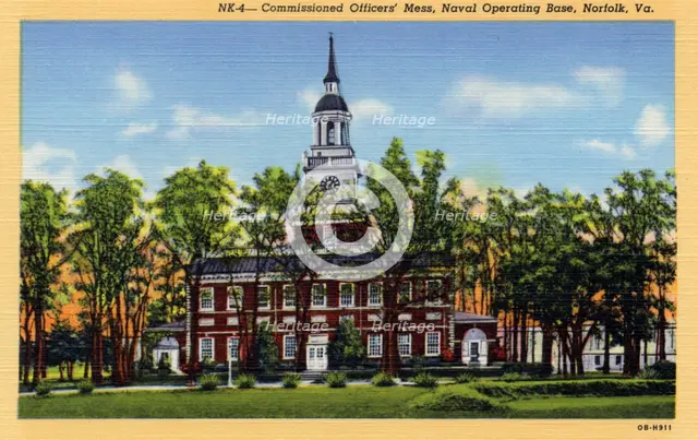 Commissioned Officers' Mess, Naval Operating Base, Norfolk, Virginia, USA, 1940. Artist: Unknown