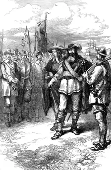 Commissioners landing at Boston, 17th century (c1880)
