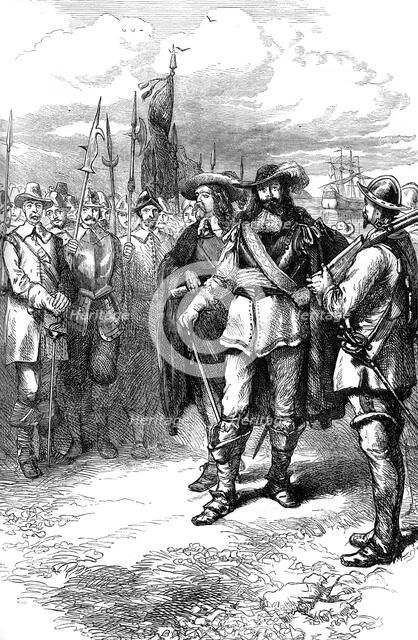 Commissioners landing at Boston, 17th century (c1880). Artist: Unknown