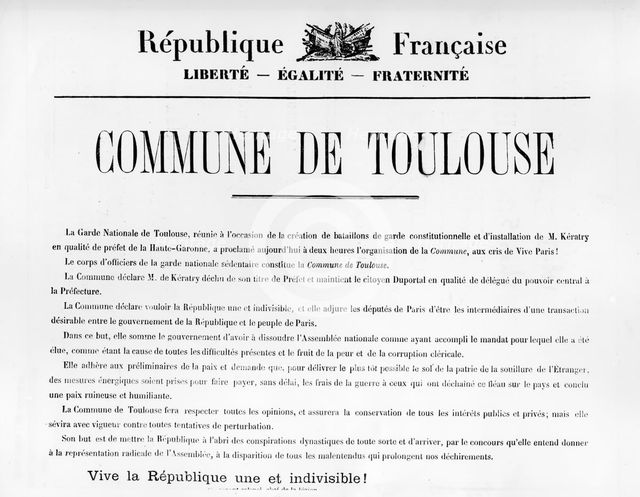 Commune de Toulouse, from French Political posters of the Paris Commune Artist: Unknown