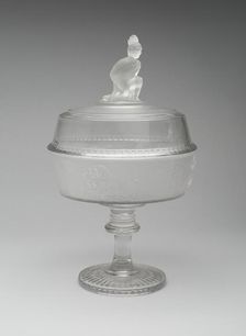 Compote with Lid in the Pioneer Pattern, 1876/86. Creator: Gillinder & Sons