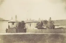 Compound of Buildings Surrounded by Fence, 1850s. Creator: Unknown
