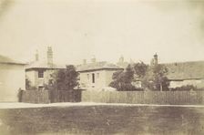 Compound of Buildings Surrounded by Fence, 1850s. Creator: Unknown