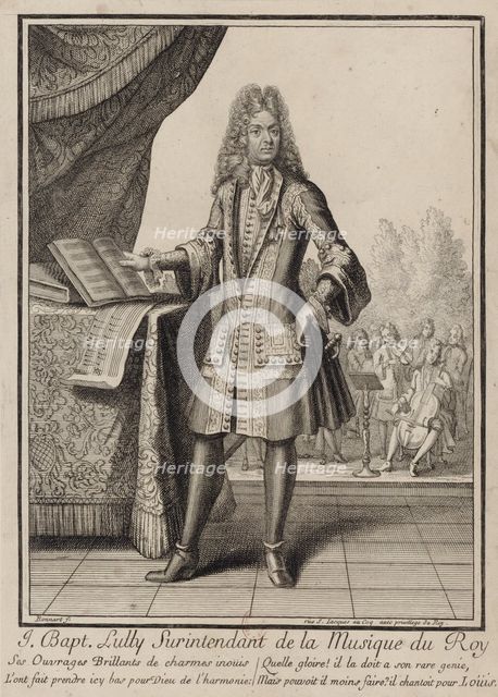 Composer Jean-Baptiste Lully, before 1711. Artist: Bonnart, Henri (1642-1711)