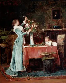 Composing a Bouquet 1880s. Creator: Munkácsy, Mihály (1844-1900)