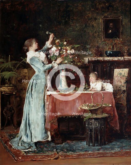 Composing a Bouquet', 1880s. Creator: Munkácsy, Mihály (1844-1900).